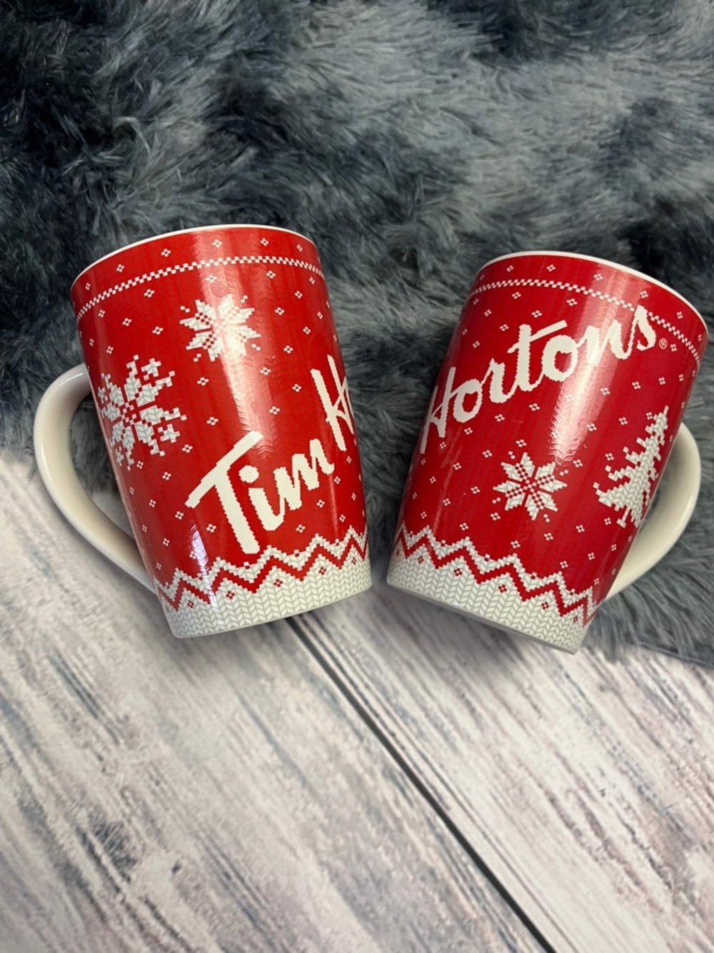 Tim Hortons Red Holiday Sweater Snowflake Mug (Set of 2)